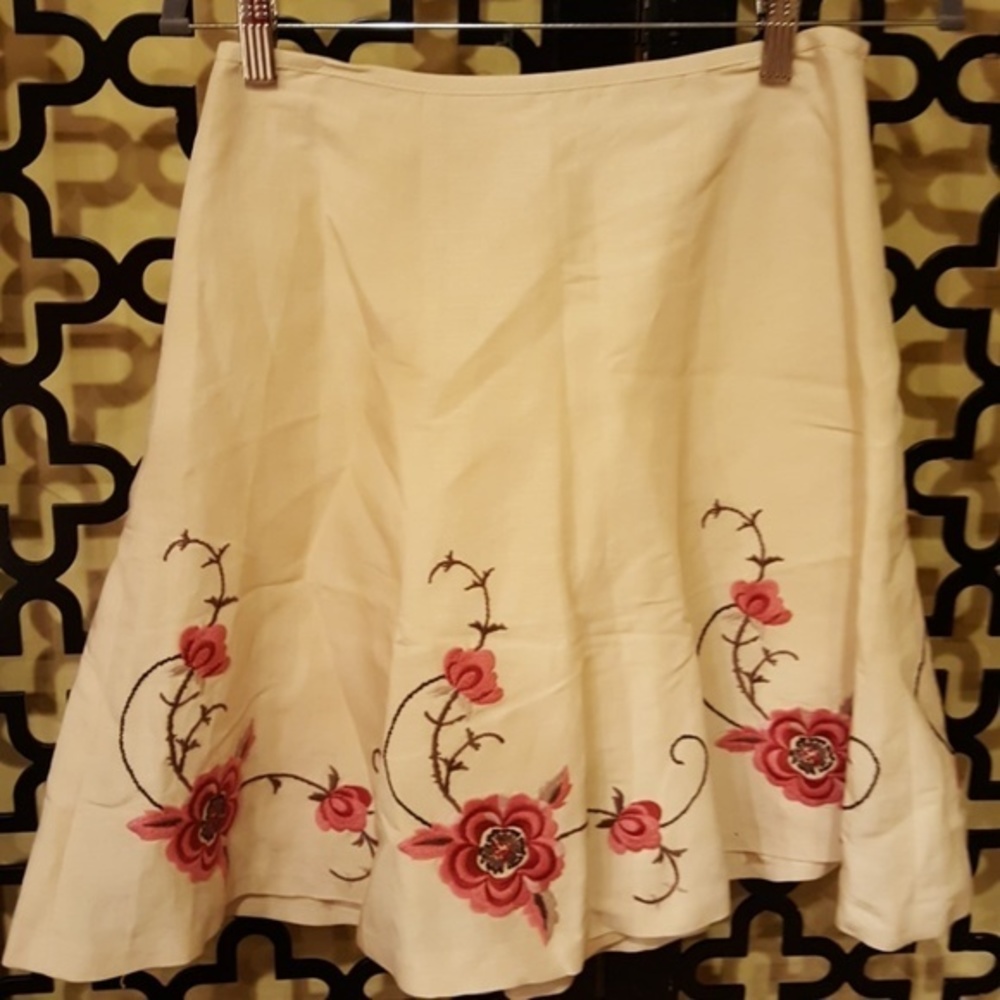 LOFT Petite Size 2 Yellow Floral Midi Skirt